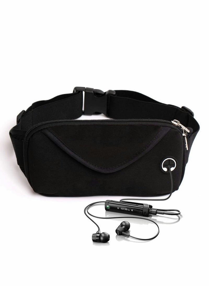 Running Pack, Slim Waist Bag with Phone Holder for Men and Women, Suitable for Walking Hiking Workout Traveling Cycling, Fit for All Cell Phones, Black - Image 1