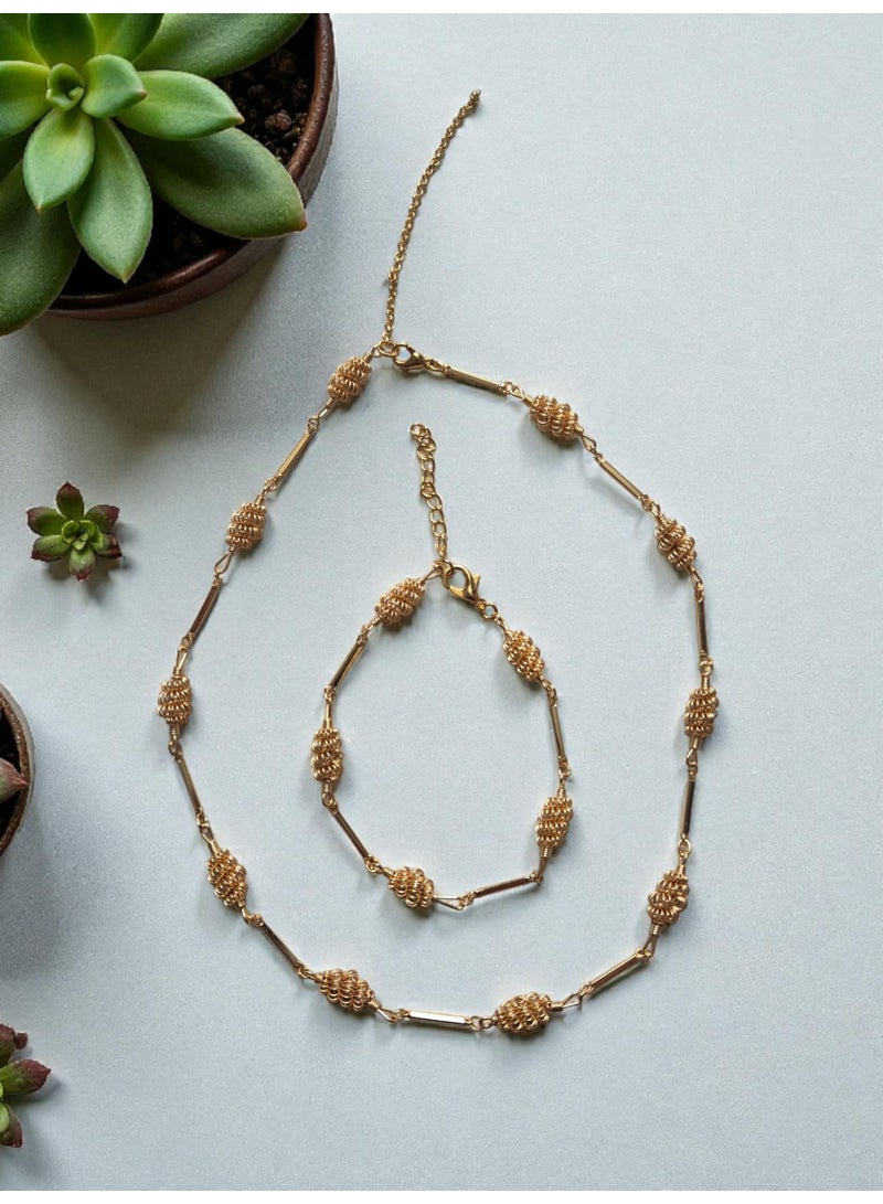 Minorisa 18K Gold Plated Necklace with Bracelet - Image 1