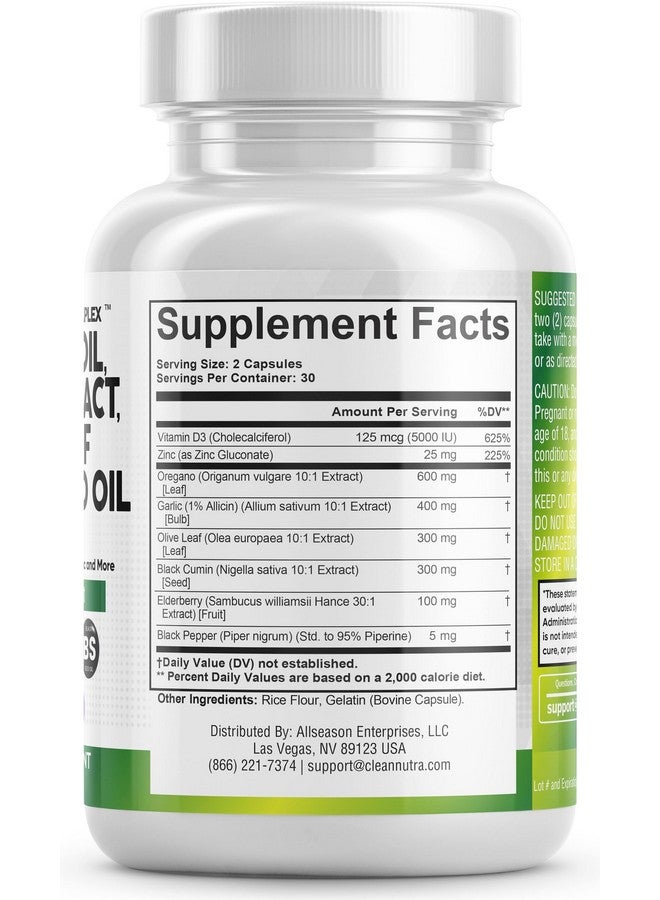Clean Nutraceuticals Clean Nutraceuticals Oregano Oil 6000mg Garlic Extract 4000mg Olive Leaf 3000mg Black Seed Oil 3000mg - Immune Support & Digestive Health Supplement for Women and Men with Vitamin D3 & Zinc - 60 Caps  - Image 4