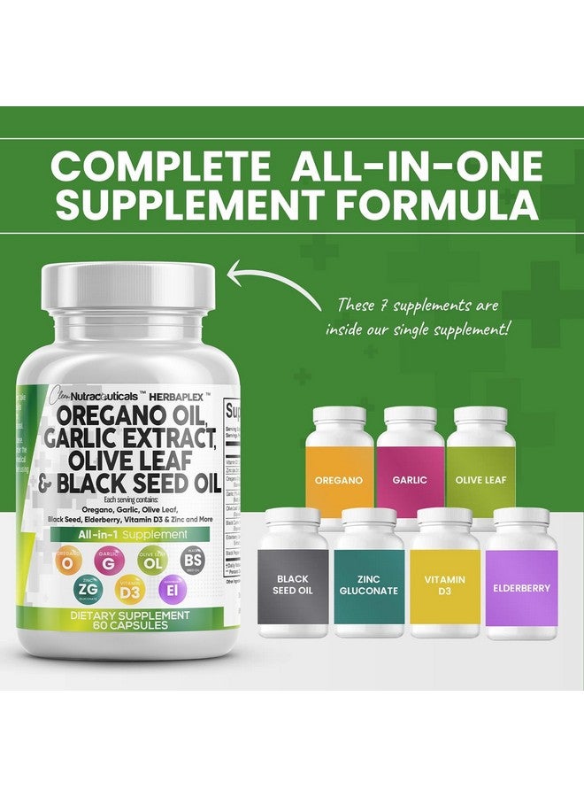 Clean Nutraceuticals Clean Nutraceuticals Oregano Oil 6000mg Garlic Extract 4000mg Olive Leaf 3000mg Black Seed Oil 3000mg - Immune Support & Digestive Health Supplement for Women and Men with Vitamin D3 & Zinc - 60 Caps  - Image 3