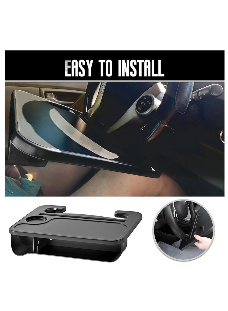 SOLARAE Car Steering Wheel Tray, 2 In 1 Seat Gap Filler Organizer, Multifunctional Car Seat Accessories, Tray For Laptop Eating Working, Seat Organizer for Holding Phone, Sunglasses, Keys, Drink, Writing - Image 5