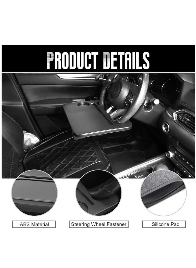 SOLARAE Car Steering Wheel Tray, 2 In 1 Seat Gap Filler Organizer, Multifunctional Car Seat Accessories, Tray For Laptop Eating Working, Seat Organizer for Holding Phone, Sunglasses, Keys, Drink, Writing - Image 3