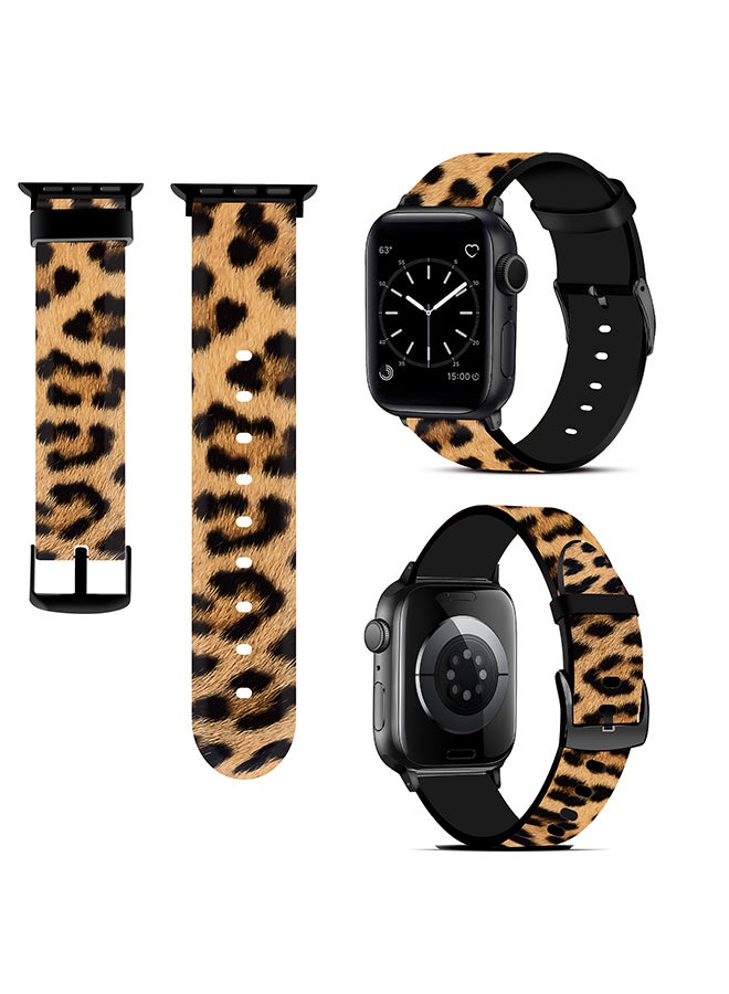 O Ozone Silicone Straps For Apple Watch Series 10 9 8 7 6 5 4 SE, 38/40/41/42mm Stylish Pattern Silicone Watch Bands -Leopard Print - Image 1