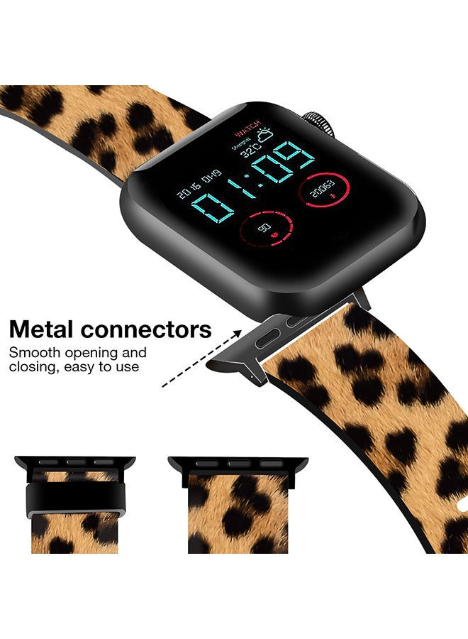 O Ozone Silicone Straps For Apple Watch Series 10 9 8 7 6 5 4 SE, 38/40/41/42mm Stylish Pattern Silicone Watch Bands -Leopard Print - Image 3