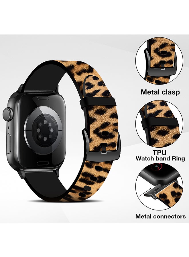 O Ozone Silicone Straps For Apple Watch Series 10 9 8 7 6 5 4 SE, 38/40/41/42mm Stylish Pattern Silicone Watch Bands -Leopard Print - Image 4