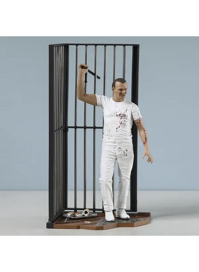 White Horror Movie Action Figure With Bloody Prison Scene PVC Collectible Toy - Image 4