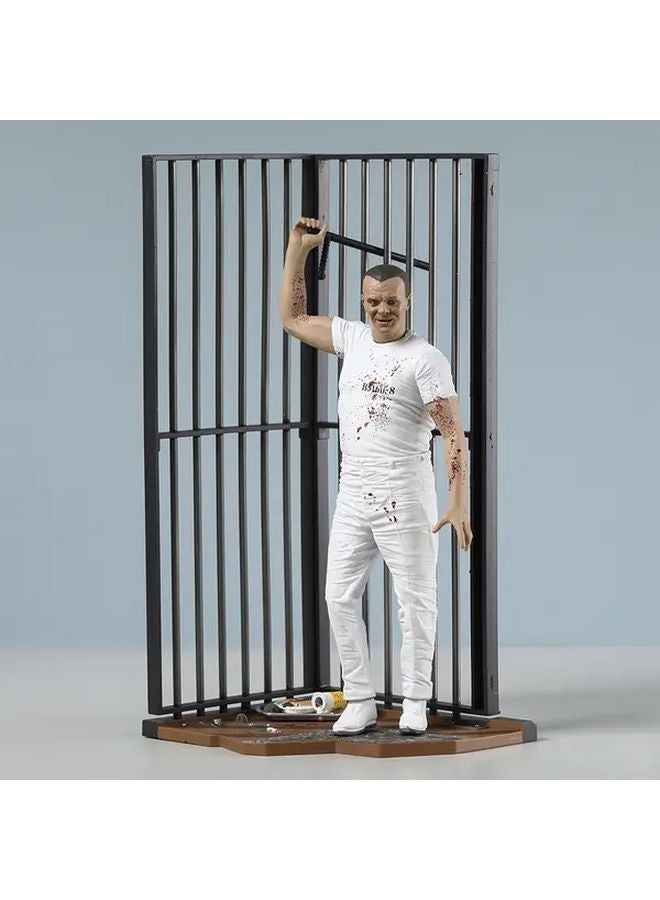White Horror Movie Action Figure With Bloody Prison Scene PVC Collectible Toy - Image 3
