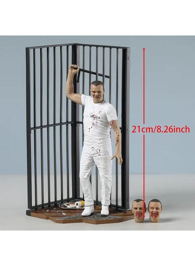 White Horror Movie Action Figure With Bloody Prison Scene PVC Collectible Toy - Image 2