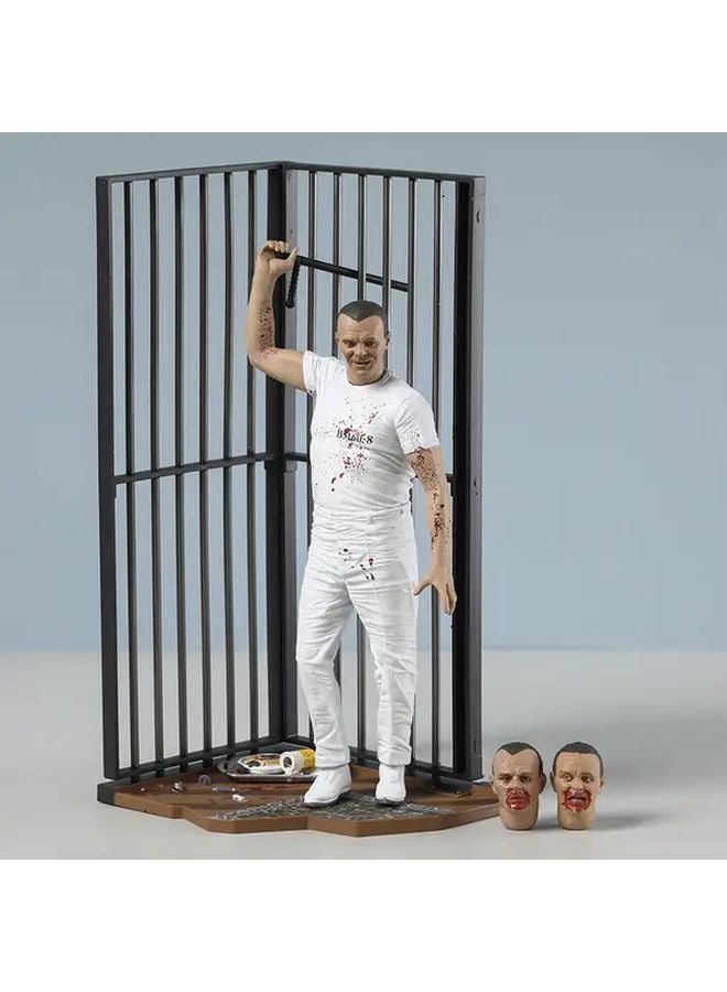 White Horror Movie Action Figure With Bloody Prison Scene PVC Collectible Toy - Image 1