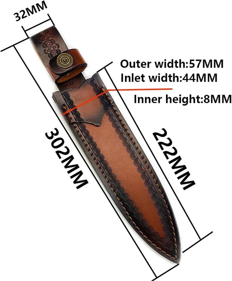 1pcs With Brass Buckle Top Layer Cowhide Cow Leather Outdoor Straight Knife Scabbard Fixed Blade Sheath Cover Storage Bag - Image 2