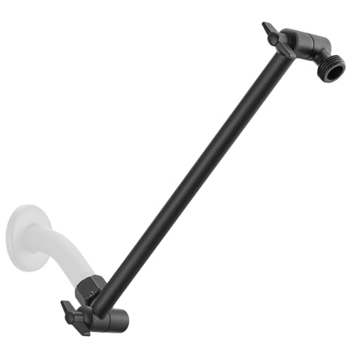 Singing Rain 11 Inch Adjustable Shower Head Extension Arm With Locking Set Screw, Singing Rain 304 Stainless Steel Matt Black Angle Height Adjustable, Easy Install, G1/2 Universal Connector Compatible (Matt Black) - Image 1