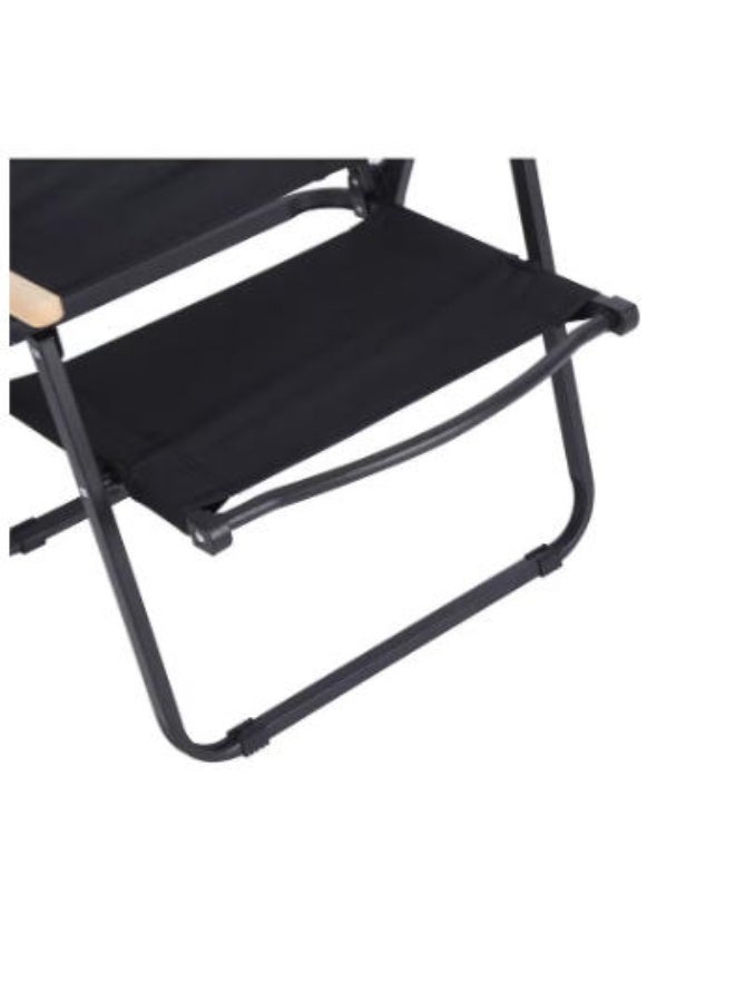 كرسي مخيم قابل للطي خفيف الوزن أسود مع مقبض حقيبة تخزين للنزهة على الشاطئ النزهة صيد الأسماك السفر - Image 4