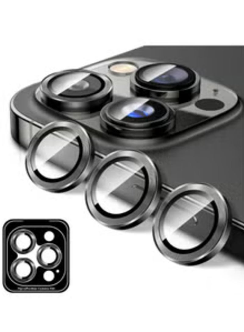 ELTRAZONE Camera Lens Protector for iPhone 16 Pro/16 Pro Max, Tempered Glass Camera Cover with Automatic Alignment, Metal Individual Rings, HD Anti-Scratch Protection - Black - Image 1