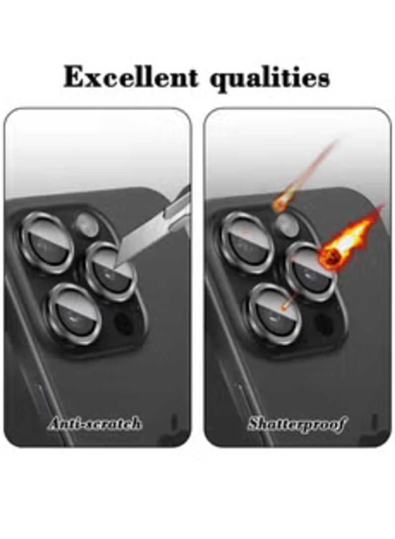 ELTRAZONE Camera Lens Protector for iPhone 16 Pro/16 Pro Max, Tempered Glass Camera Cover with Automatic Alignment, Metal Individual Rings, HD Anti-Scratch Protection - Black - Image 4