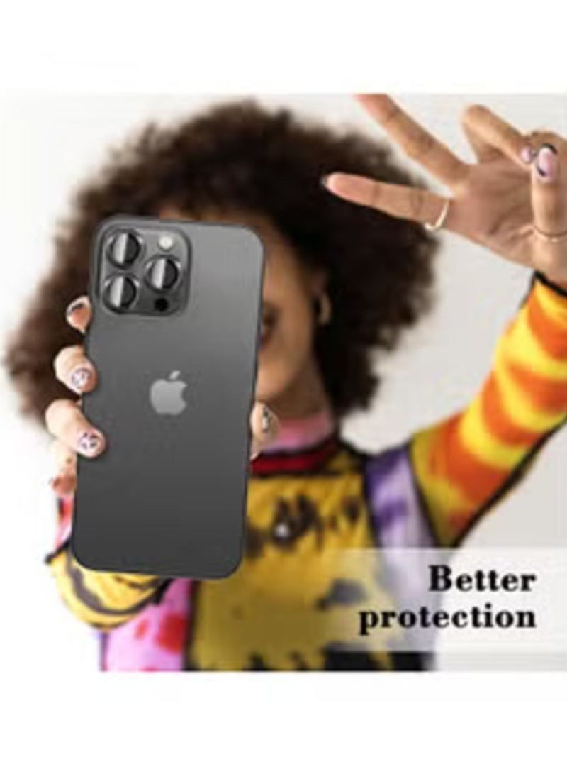 ELTRAZONE Camera Lens Protector for iPhone 16 Pro/16 Pro Max, Tempered Glass Camera Cover with Automatic Alignment, Metal Individual Rings, HD Anti-Scratch Protection - Black - Image 5