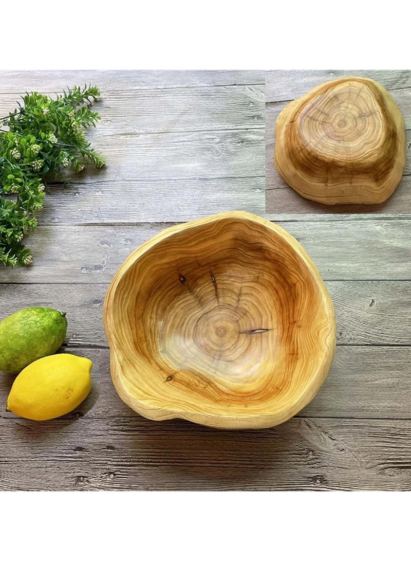 Handcrafted rustic wooden fruit bowls with natural edges and organic shapes wooden snack and candy containers eco friendly hand carved decorative trays farmhouse kitchen decor sized fifteen to nineteen centimeters - Image 4