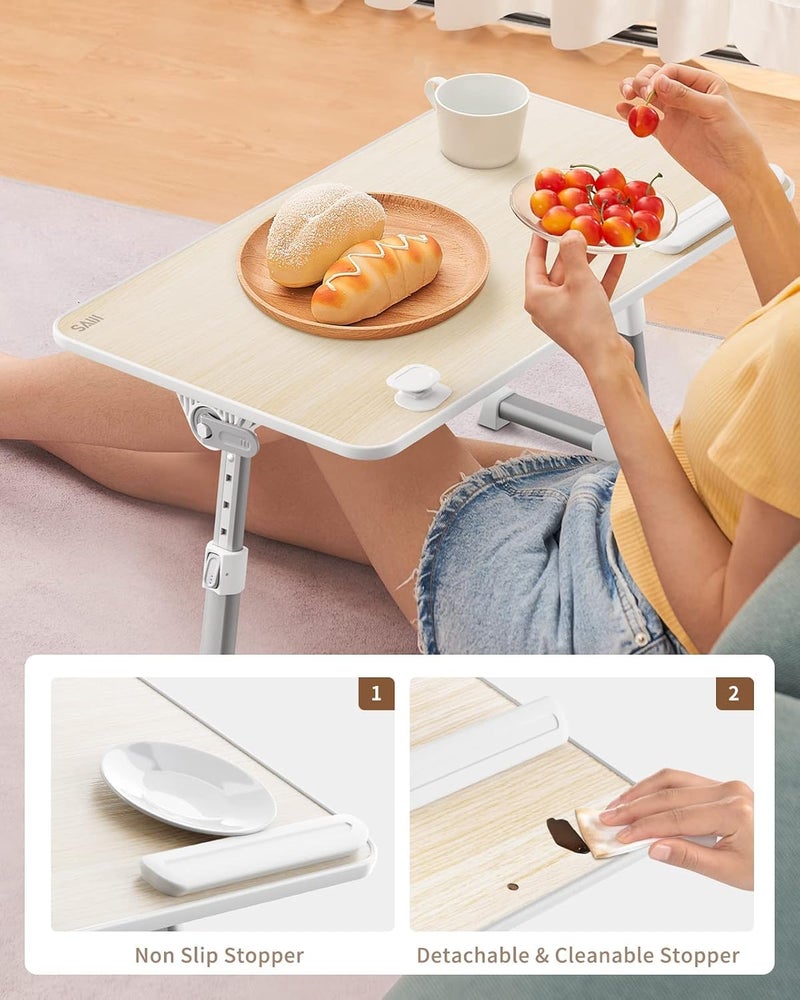 SAIJI Laptop Desk Table, SAIJI Adjustable Laptop Stand, Portable Lap Desks with Foldable Legs, Notebook Standing Breakfast Tray Reading Desk for Sofa Couch Bed Floor (Teak,Medium Size) - Image 2