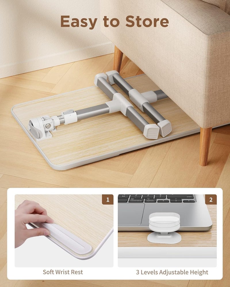 SAIJI Laptop Desk Table, SAIJI Adjustable Laptop Stand, Portable Lap Desks with Foldable Legs, Notebook Standing Breakfast Tray Reading Desk for Sofa Couch Bed Floor (Teak,Medium Size) - Image 5