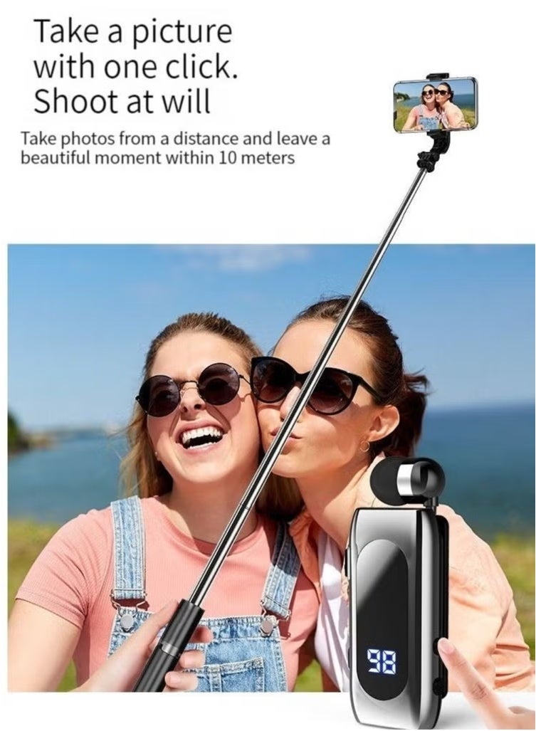 incoming call vibration K55 bluetooth headset lavalier retractable cable smart bluetooth headset sports single ear in-ear black  - Image 2