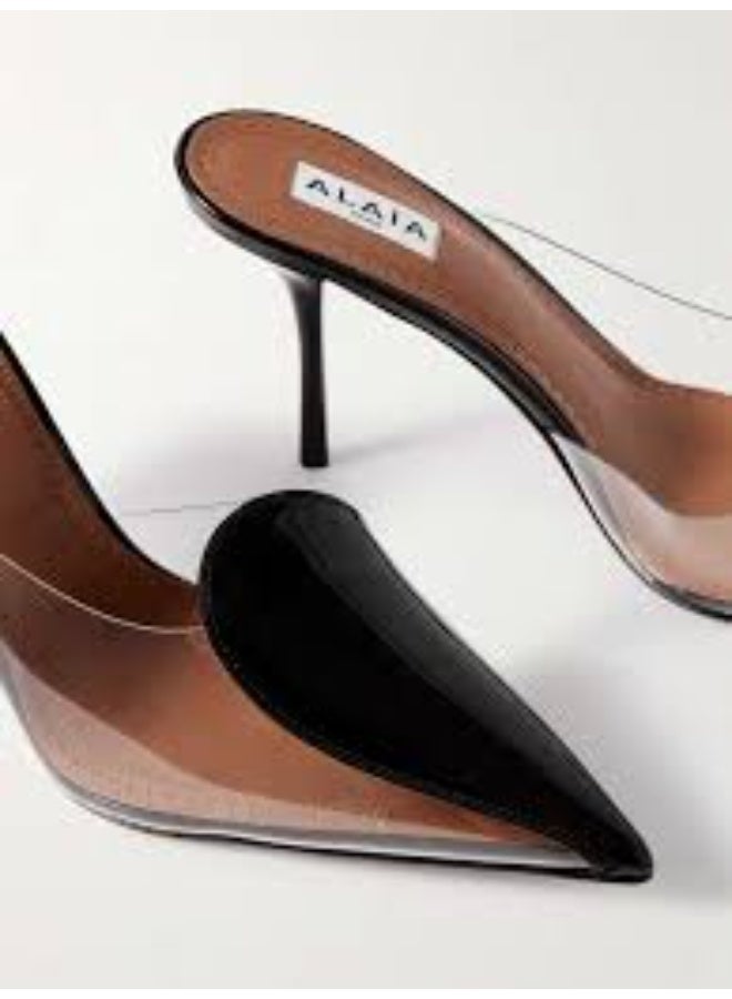 ALAIA PARIS ALAIA Abstrait 90 patent leather mules in black - Image 3
