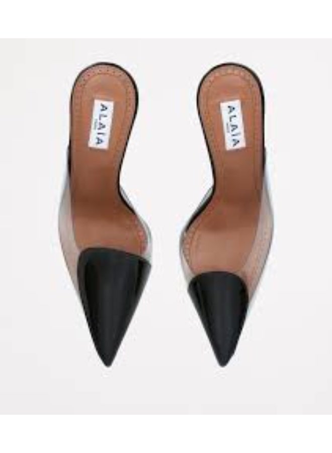 ALAIA PARIS ALAIA Abstrait 90 patent leather mules in black - Image 2
