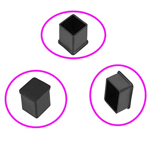 SpzcdZa 1 inch x1 inch Rubber Square Feet Furniture Table Chair Leg Foot Cover Caps Chair Leg Floor Protectors, Wood Floor Protector 1" x 1" 12pcs Black - Image 5