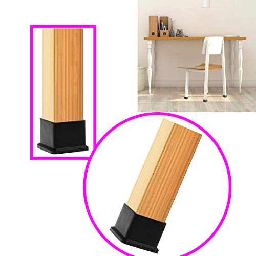 SpzcdZa 1 inch x1 inch Rubber Square Feet Furniture Table Chair Leg Foot Cover Caps Chair Leg Floor Protectors, Wood Floor Protector 1" x 1" 12pcs Black - Image 4