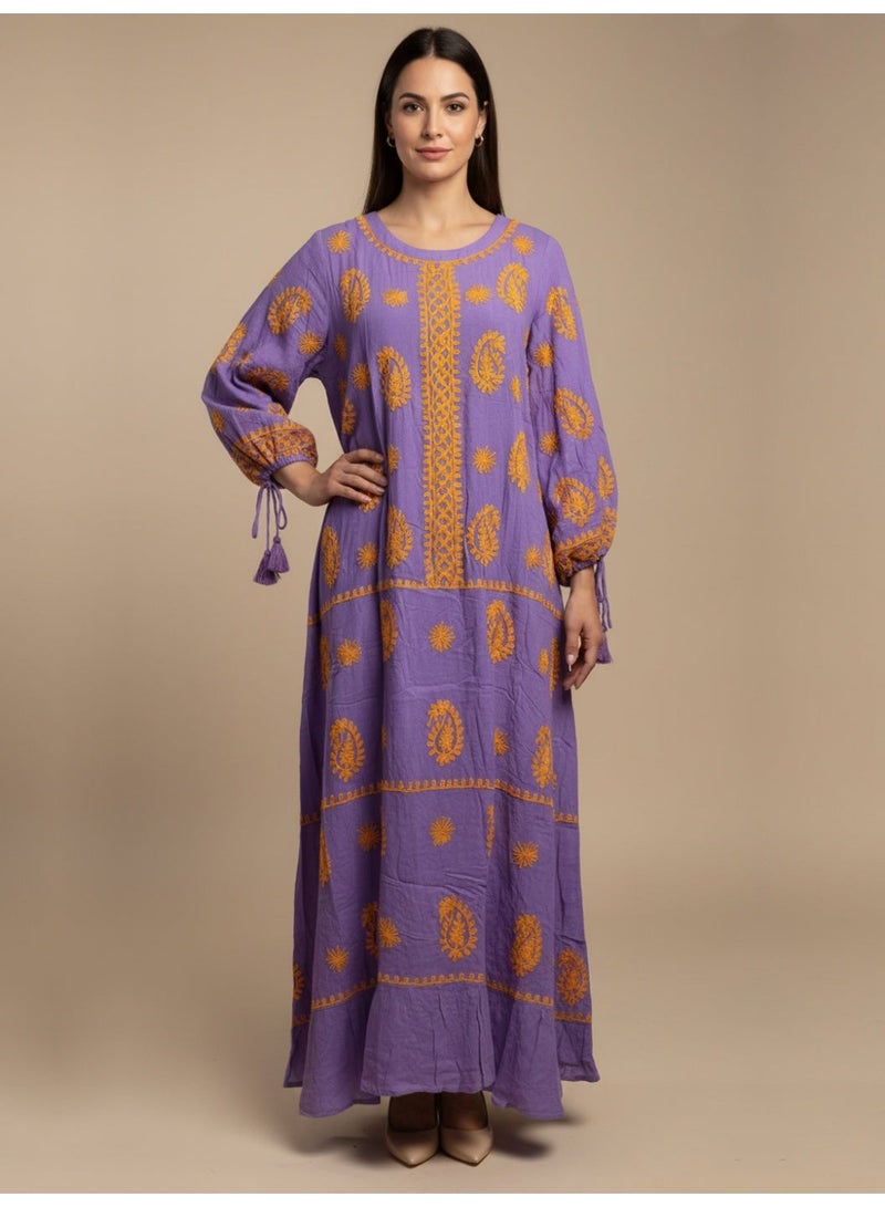 الايا جلابية شيكانكاري مطرزة يدوياً من الرايون - Image 1