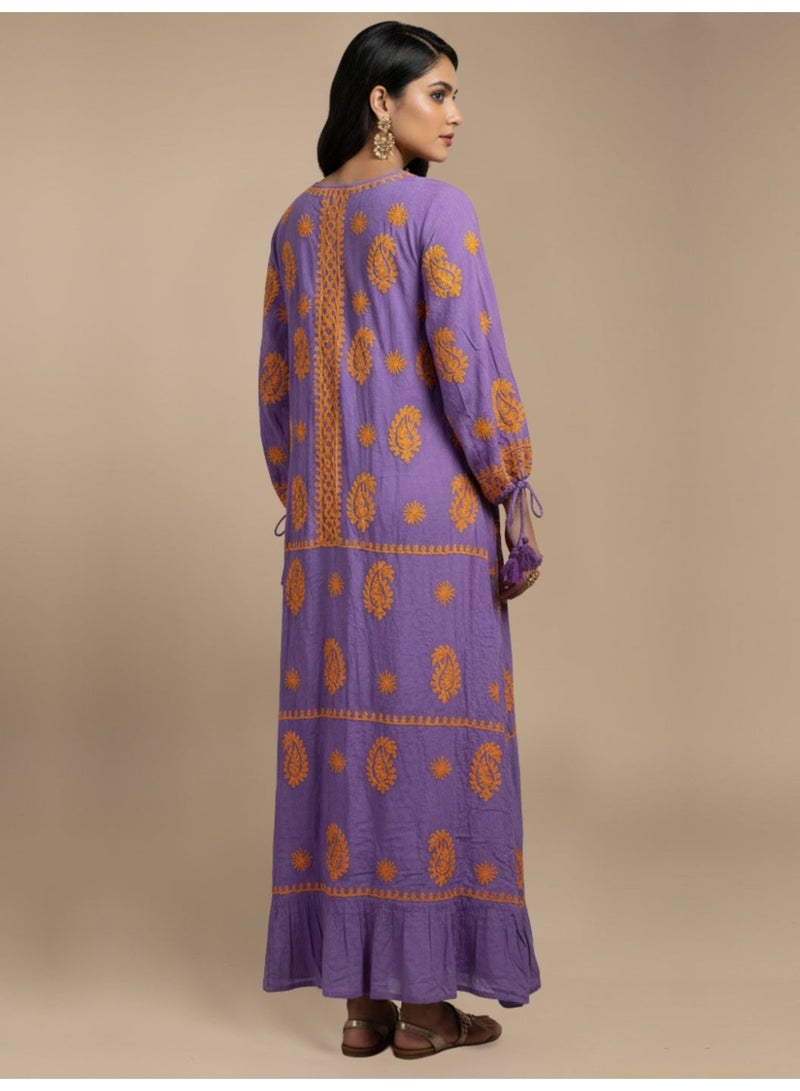 الايا جلابية شيكانكاري مطرزة يدوياً من الرايون - Image 2