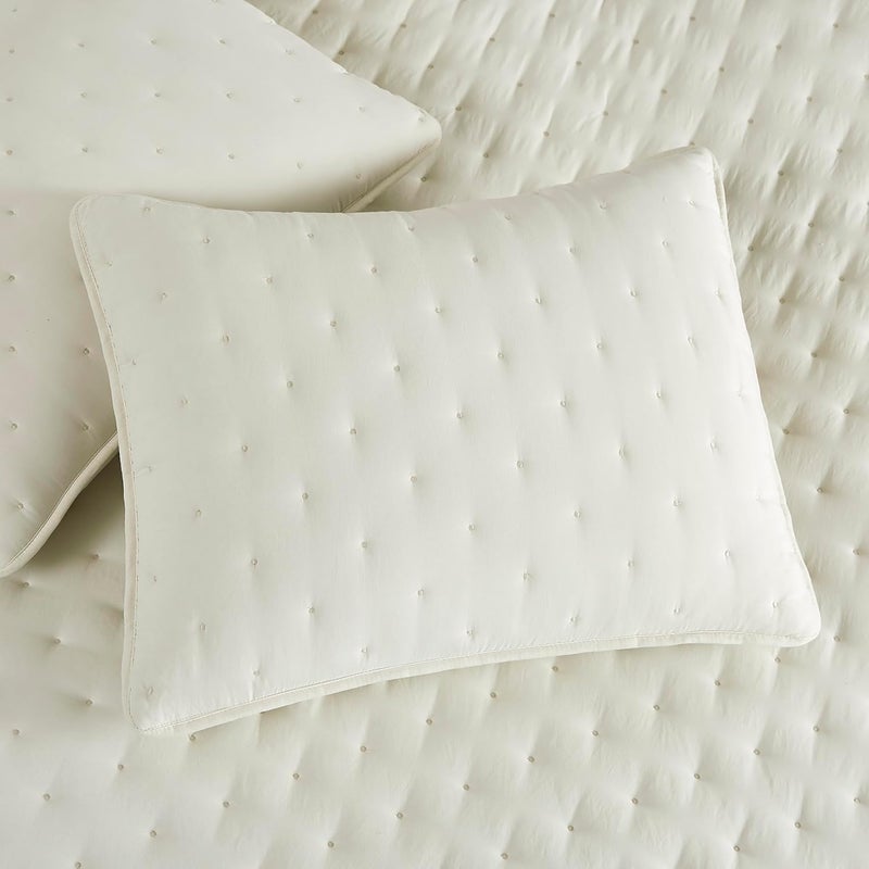 WDCOZY Ivory California Cal King Size Quilt Bedding Sets with Pillow Shams, Oversized Cream Lightweight Bedspread Coverlet, Soft Bed Cover for All Season - 3 Pieces, 118x106 inches - Image 4