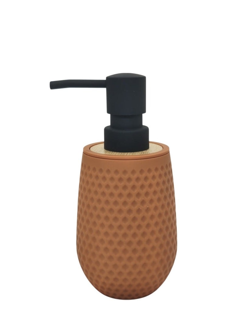 أي كي دي سي موزع صابون سائل سيراميكي من AKDC للحمام وحوض المطبخ، موزع صابون أطباق مع مضخة سهلة الضغط - 350 مل - سلمون فاتح وأسود - Image 1