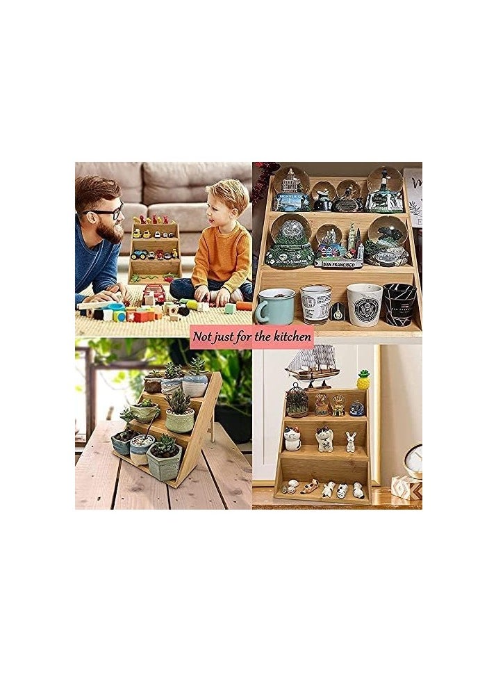 Spaceshoop Bamboo Spice Rack Organizer For Kitchen, Sturdy Wood Shelf Seasoning Rack, 3 Tier Free Standing  - Image 4