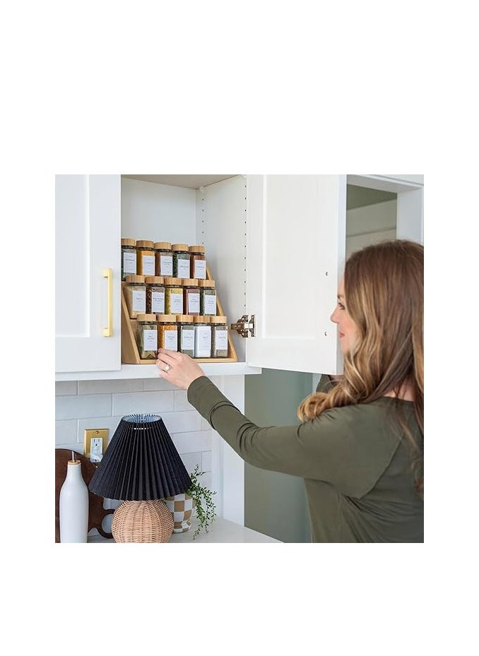 Spaceshoop Bamboo Spice Rack Organizer For Kitchen, Sturdy Wood Shelf Seasoning Rack, 3 Tier Free Standing  - Image 5