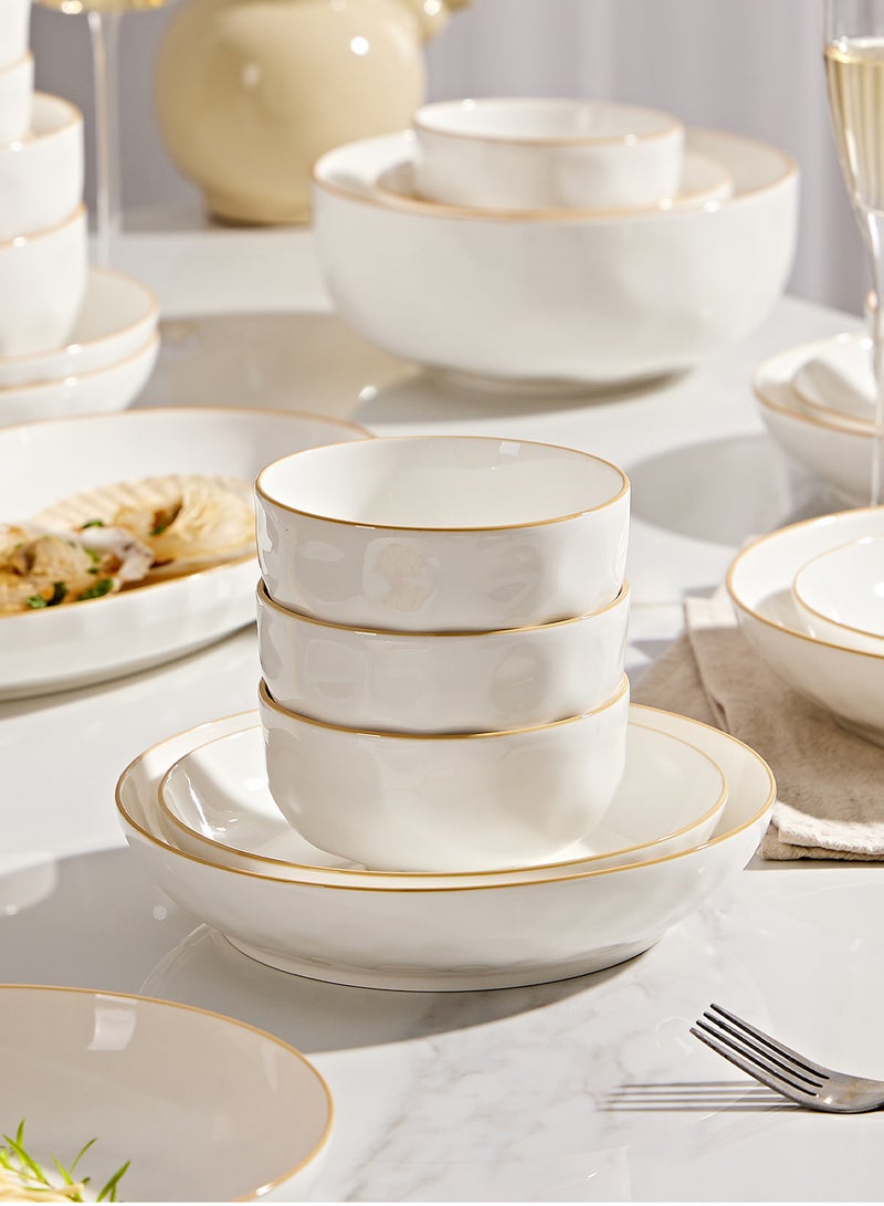 طقم أدوات مائدة سيراميك أنيق ذهبي اللون، مكون من 18 قطعة، مناسب لأربعة أشخاص، يتضمن 4 أوعية، و4 أطباق، و4 ملاعق، و4 أعواد طعام، ووعاء حساء، وملعقة حساء، مثالي لتناول الطعام في المنزل أو كهدية، وآمن للاستخدام في غسالة الأطباق - Image 5