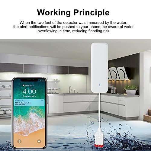 amiciSmart Wifi Water Leakage Detector, SmartLife App Compatible Water Overflow Alarm, Smart Leak Sensor with 2xAAA Battery - Image 5