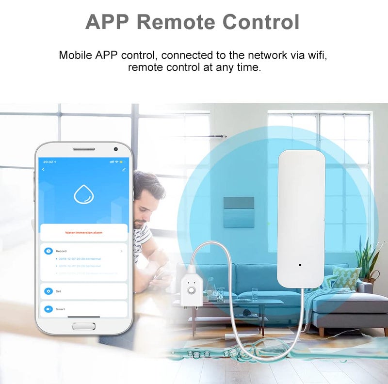 amiciSmart Wifi Water Leakage Detector, SmartLife App Compatible Water Overflow Alarm, Smart Leak Sensor with 2xAAA Battery - Image 2