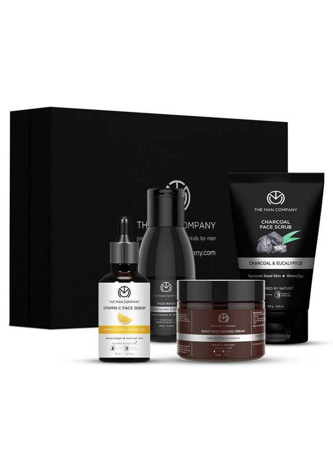 The Man Company Face On Point Facial Kit With Vitamin C Serum Charcoal Face Wash & Face Scrub Daily Moisturizing Cream Soft & Supple Skin Gift Set For Him  - Image 1