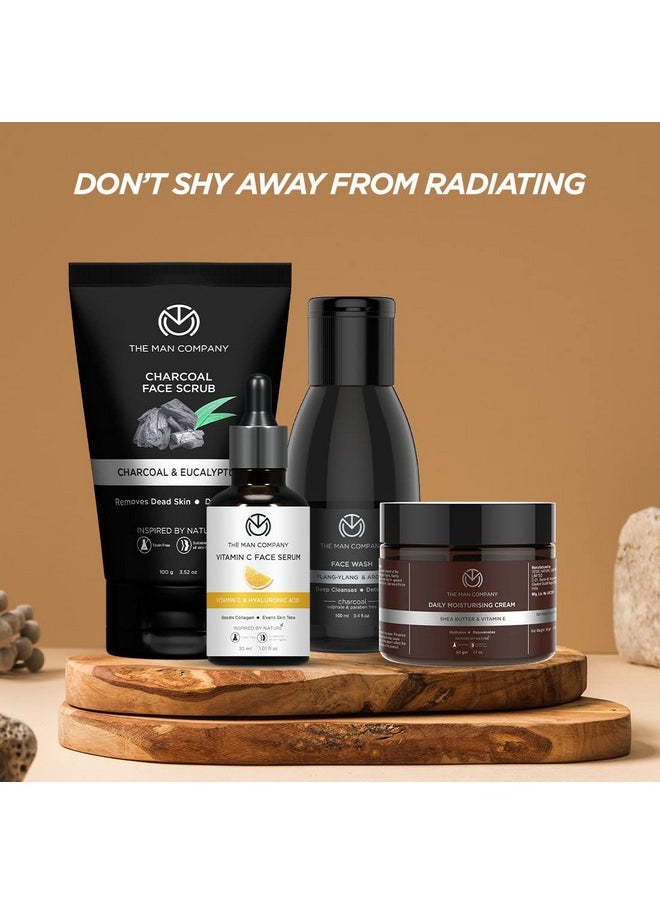 The Man Company Face On Point Facial Kit With Vitamin C Serum Charcoal Face Wash & Face Scrub Daily Moisturizing Cream Soft & Supple Skin Gift Set For Him  - Image 5