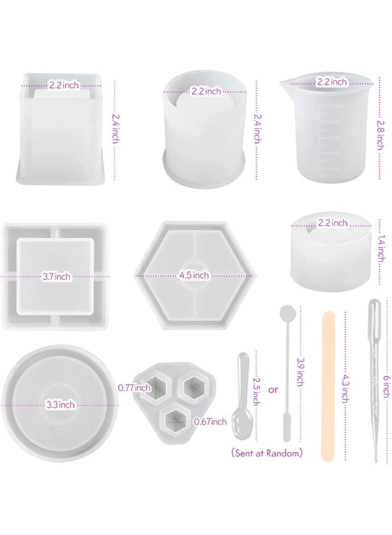 28 PCS Epoxy Resin Molds, Silicone Coaster Molds, DIY Art Crystal Diamond Plant Pot Pen Candle Soap Holder Molds, Suitable for handcrafts, for Resin Casting, Easy To Release And Clean - Image 2