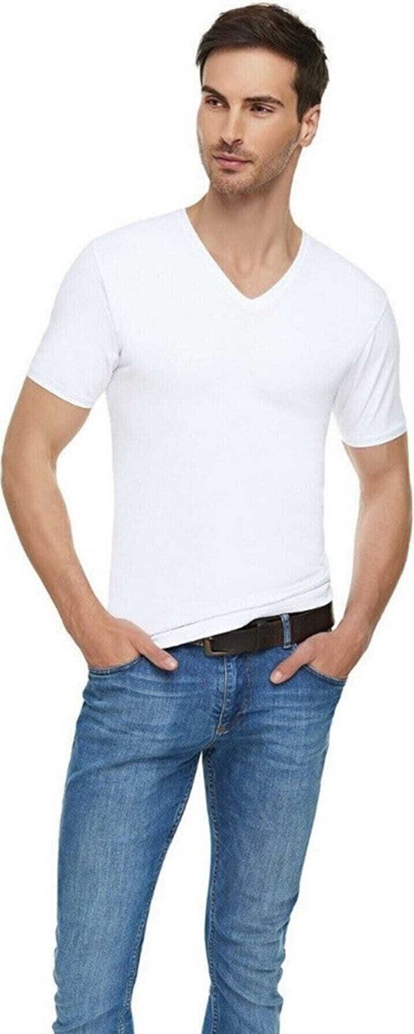 Tutku Elit Passion Elite ELT1303 / Elite Elastane V Neck (3 Pieces) | White 