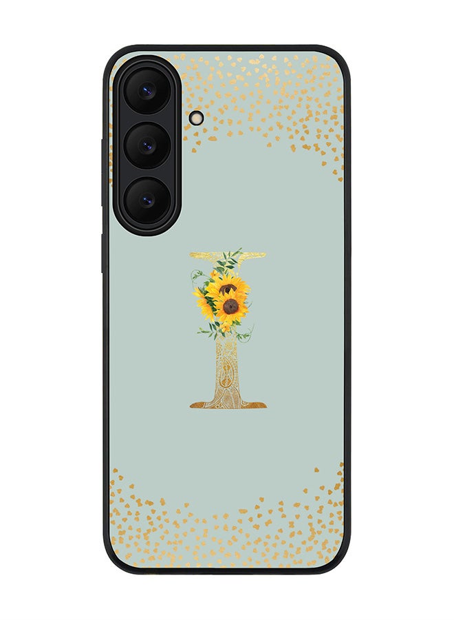 For Samsung Galaxy S25 FE Case,Slim fit Camera Protection, Shockproof Thin Phone cover  - Custom Floral Monogram - I  (Light Grey )