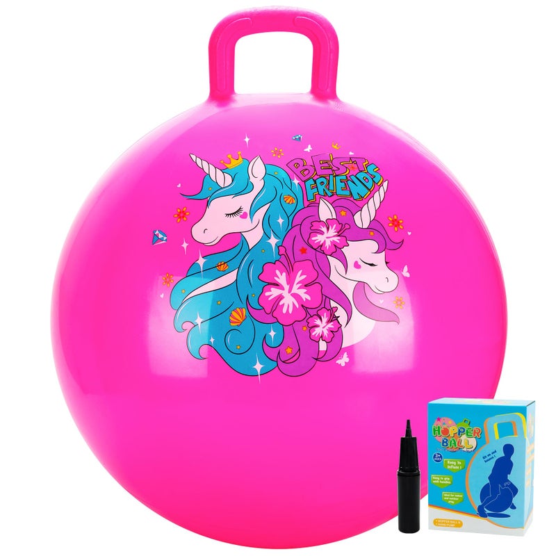 U&C Planet UC Planet Hopper Ball 20 inches Bouncy Ball with Handle for Kids Age 5 6 7 8 9 Sit on Bounce Jumping Hopping Toy with Pump Great Toddler Girls Toys for Birthday Easter Basket Stuffers Gifts Pink - Image 3