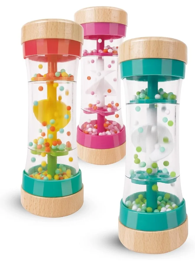 Hape Beaded Raindrops Rainmaker Toy 0M+ – Rainbow Sensory Musical Toy for Babies