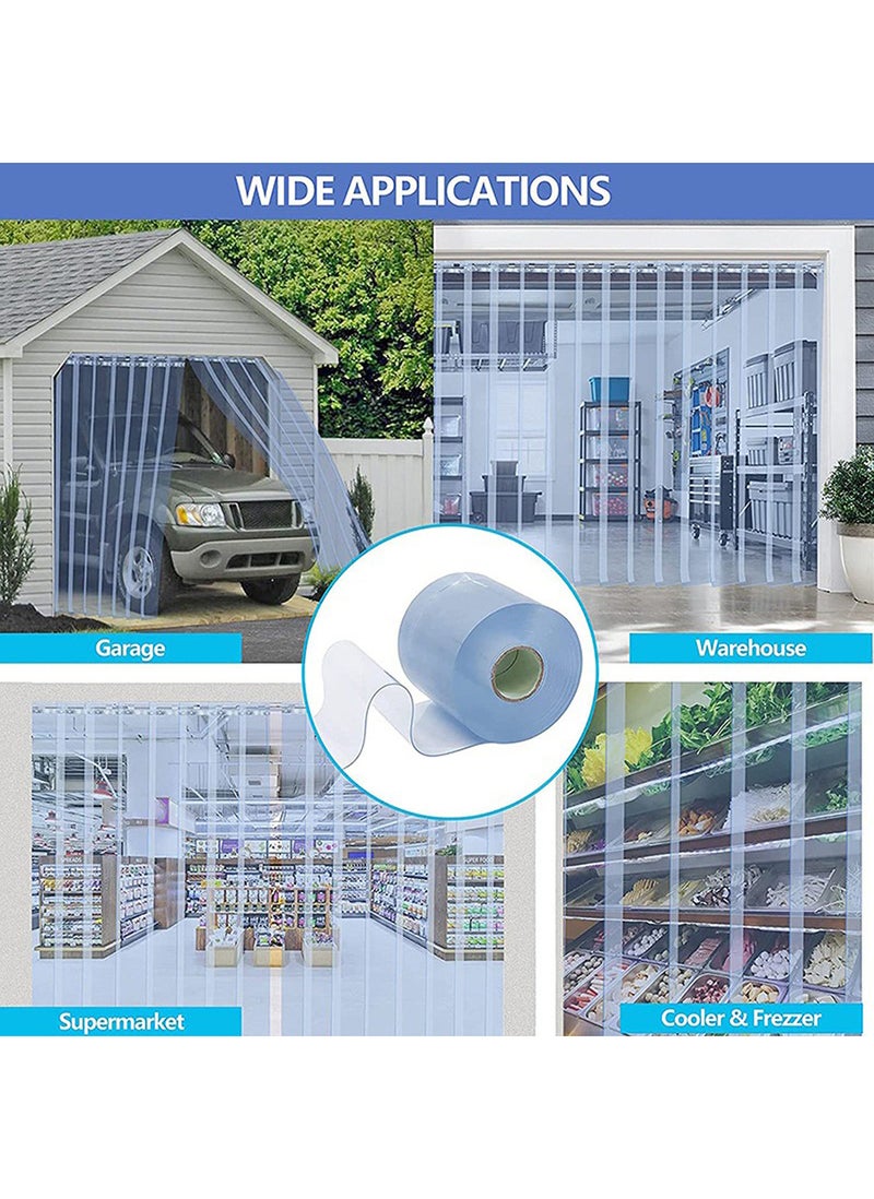 PVC Strip Curtain Doorway Drapery Indoor Outdoor Heat and Cold Insulation Transparent Blue 300mmx2mmx50m - Image 4