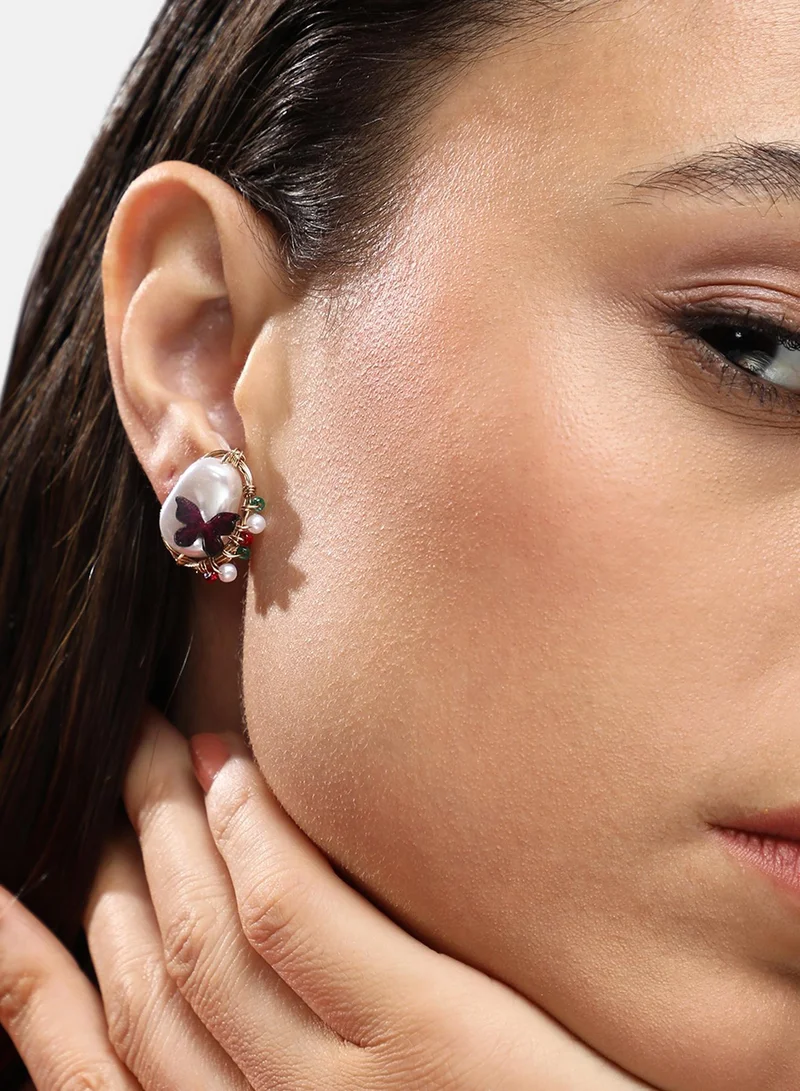 SOHI Butterfly Artificial Stud Earring Jewellery