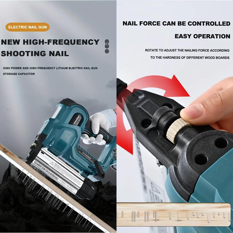 Heimerdinger Cordless 2 Inch Brad Nailer Compatible with Makita 18V Battery,2-in-1 18GA Nail Gun Staple Gun with 1000pcs Nails for Woodworking,Upholstery - Image 3