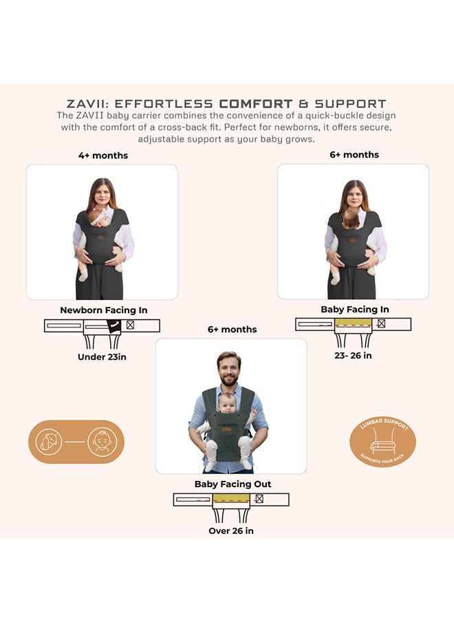 neobreez ZAVII 2-in-1 Baby Carrier for Newborns To Toddler, Head Support, Extra Soft And Ergonomic, Detachable Privacy Hood And Saliva Cotton Bib, Lightweight Easily Adjustable Hip Infant Carrier, 7-26lbs, 3-12kg  - Image 5