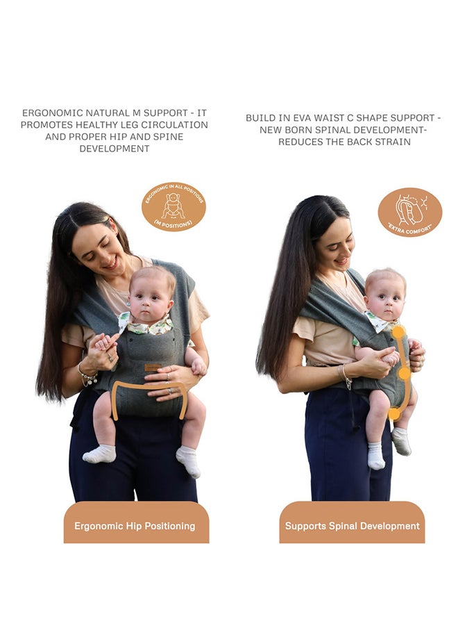 ZAVII 2-in-1 Baby Carrier for Newborns To Toddler, Head Support, Extra Soft And Ergonomic, Detachable Privacy Hood And Saliva Cotton Bib, Lightweight Easily Adjustable Hip Infant Carrier, 7-26lbs, 3-12kg