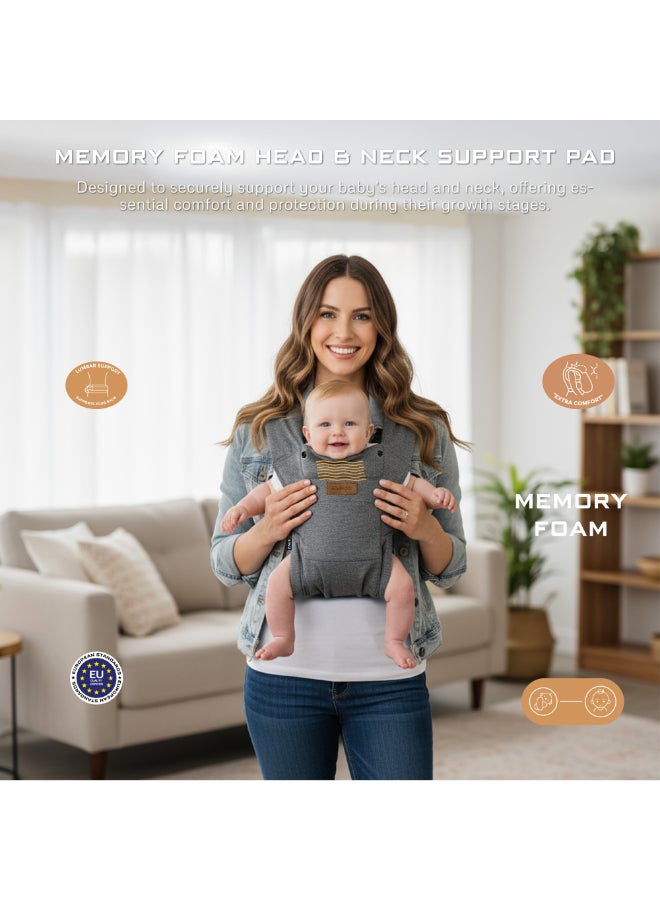 neobreez ZAVII 2-in-1 Convertible Baby Carrier for Newborns to Toddlers, Extra Soft&Ergonomic Baby Wrap with Head Support,  Detachable Privacy Hood&Saliva Bib, Lightweight, Adjustable Hip Carrier, 7–26 lbs, 3–12 kg - Image 3