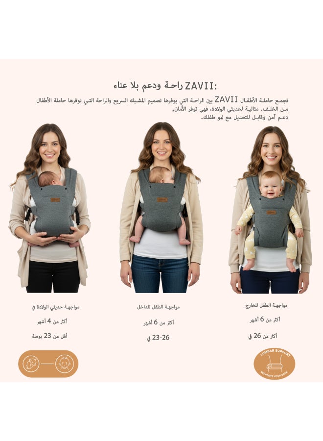 neobreez ZAVII 2-in-1 Convertible Baby Carrier for Newborns to Toddlers, Extra Soft&Ergonomic Baby Wrap with Head Support,  Detachable Privacy Hood&Saliva Bib, Lightweight, Adjustable Hip Carrier, 7–26 lbs, 3–12 kg - Image 4